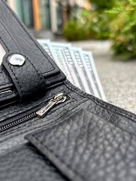 Гаманець Fold, Додаткові відділення, Чоловіче шкіряне портмоне, Натуральна шкіра v170 фото