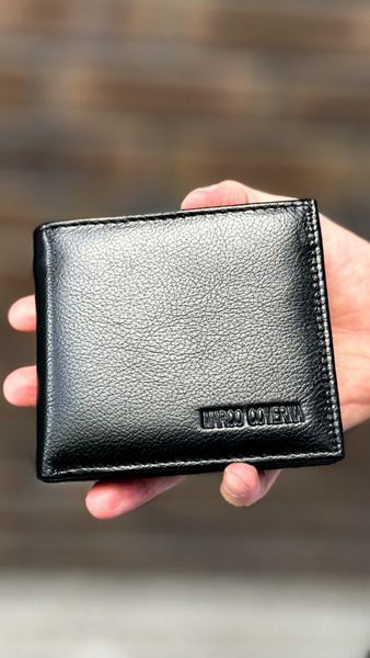 Гаманець Compact, Чоловічий шкіряний гаманець, Натуральна шкіра, Монетниця, На кнопках v213 фото
