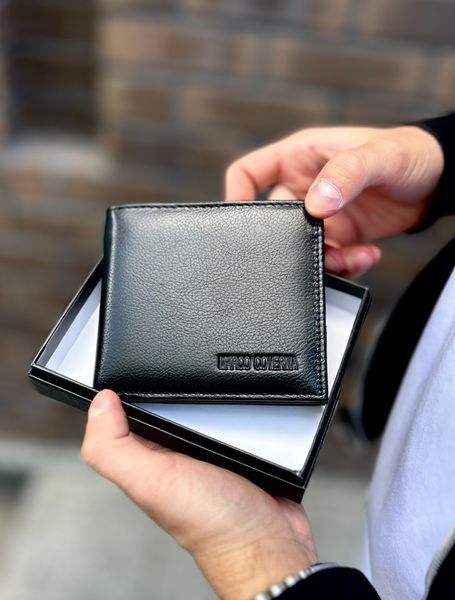 Гаманець Compact, Чоловічий шкіряний гаманець, Натуральна шкіра, Монетниця, На кнопках v213 фото