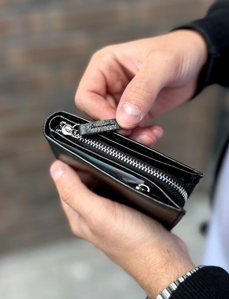 Гаманець Compact, Чоловічий шкіряний гаманець, Натуральна шкіра, Монетниця, На кнопках v213 фото