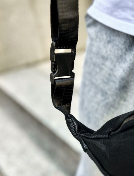 Бананка Duble, Чоловіча шкіряна бананка, Натуральна шкіра, Чорний, 2 відділення v206 фото