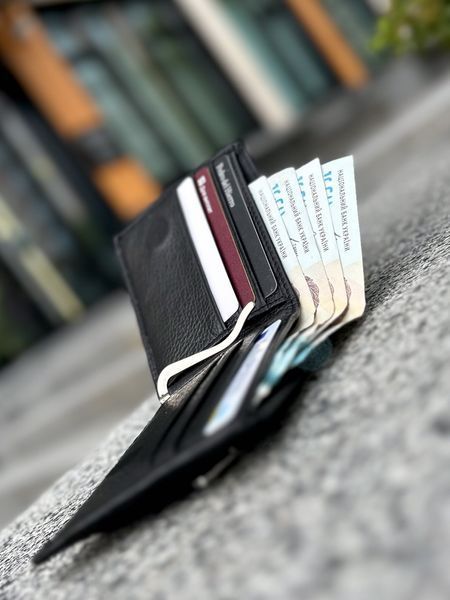 Гаманець Atlas, Чоловічий шкіряний гаманець на магніті, Натуральна шкіра, Затиск для грошей  v169 фото