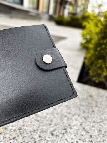 Гаманець Slim, Шкіряний гаманець, Натуральна шкіра, Ручна робота, Чорний v124 фото